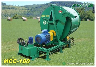 Пресс-подборщики - БОБРУЙСКАГРОМАШ Измельчитель рулонов соломы стационарный  ИСС-180 с подающим транспортером