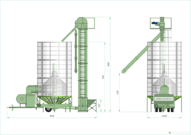 Зерносушильное оборудование - AGRONEZH М60 Н Мобильная зерносушилка Дизельная, Электропривод