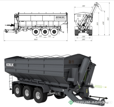 Прицепы для с/х техники - KOBLiK Бункер перегрузчик зерна TL-340