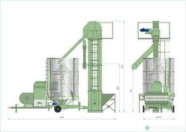 Зерносушильное оборудование - AGRONEZH М10 Мобильная зерносушилка Газ/ ВОМ+Электропривод