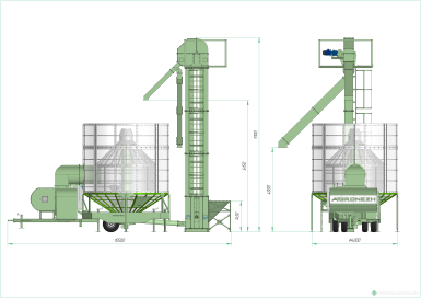 Зерносушильное оборудование - AGRONEZH М30 Н (нория) Мобильная зерносушилка (Газовая горелка)