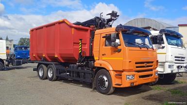 Специальные автомобили - КАМАЗ 65115, ломовоз 6х4, самосвальный, манипулятор Велмаш ВМ10-74М, кузов 30 куб.м.