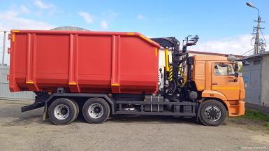 Специальные автомобили - КАМАЗ 65115, ломовоз 6х4, самосвальный, манипулятор Велмаш ВМ10-74М, кузов 30 куб.м.