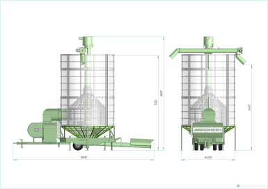 Зерносушильное оборудование - AGRONEZH М50 Мобильная зерносушилка Дизель, Электропривод