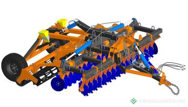 Бороны - БЕЛАГРОМАШ Борона дисковая складная  БДС-4х2П со сдвоен. катком с колесами с гидроцилин