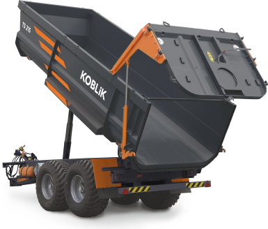 Прицепы для с/х техники - KOBLiK Полуприцеп самосвальный ковшовый тракторный TS 215 с задней поворотной самоподруливающей осью