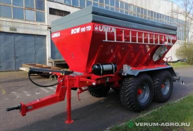 Разбрасыватели удобрений - UNIA Прицепной разбрасыватель удобрений RCW 110. Superior, гидравл. привод конвейера, гидравл. тент