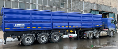 Полуприцепы - ИНТЕРПРИЦЕП Полуприцеп самосвал с боковым свалом трехосный с распашными воротами с двумя зерновыми лючками