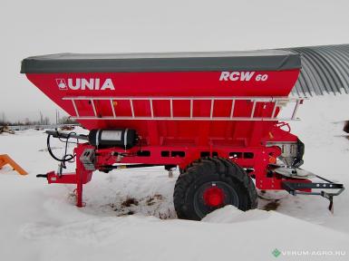 Разбрасыватели удобрений - UNIA Прицепной разбрасыватель удобрений RCW 60 зацеп Ø 40мм, гидравлически складываемый тент