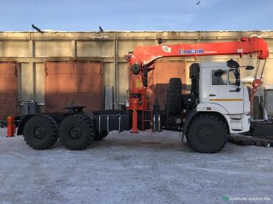 Специальные автомобили - КАМАЗ 43118-50 тягач 6х6 с КМУ Kanglim 1256 (максимальный вылет стрелы 19 м, г/п 6,5 т), опоры
