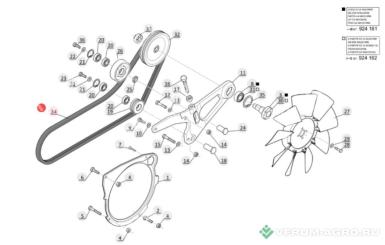 Запчасти - 257524 Ремень вентилятора (2R3VX710) MANITOU MLT-735 (Маниту)