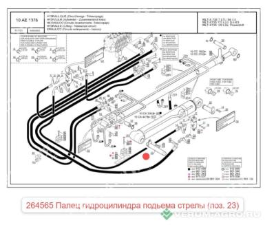 Запчасти - 264565 Палец гидроцилиндра подьема стрелы MANITOU MLT-735 (Маниту)