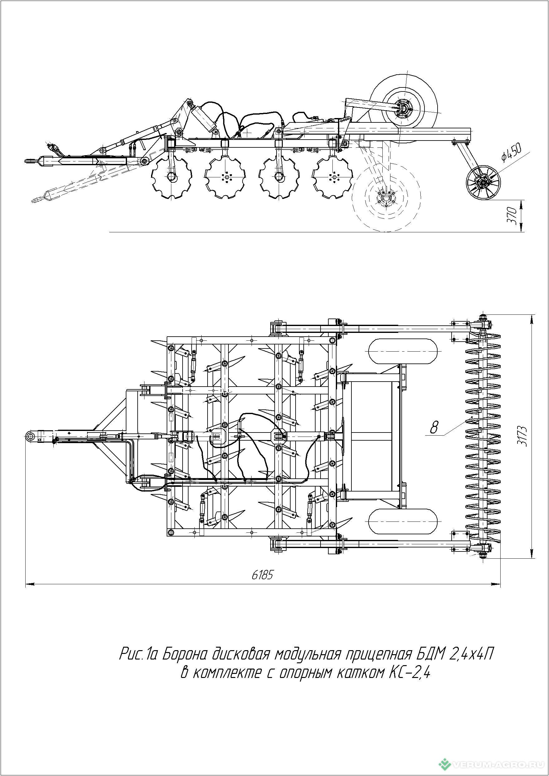 Бороны - БЕЛАГРОМАШ Борона дисковая модульная БДМ-2,4х4ПМ с катком КСК с необслуж корпусом