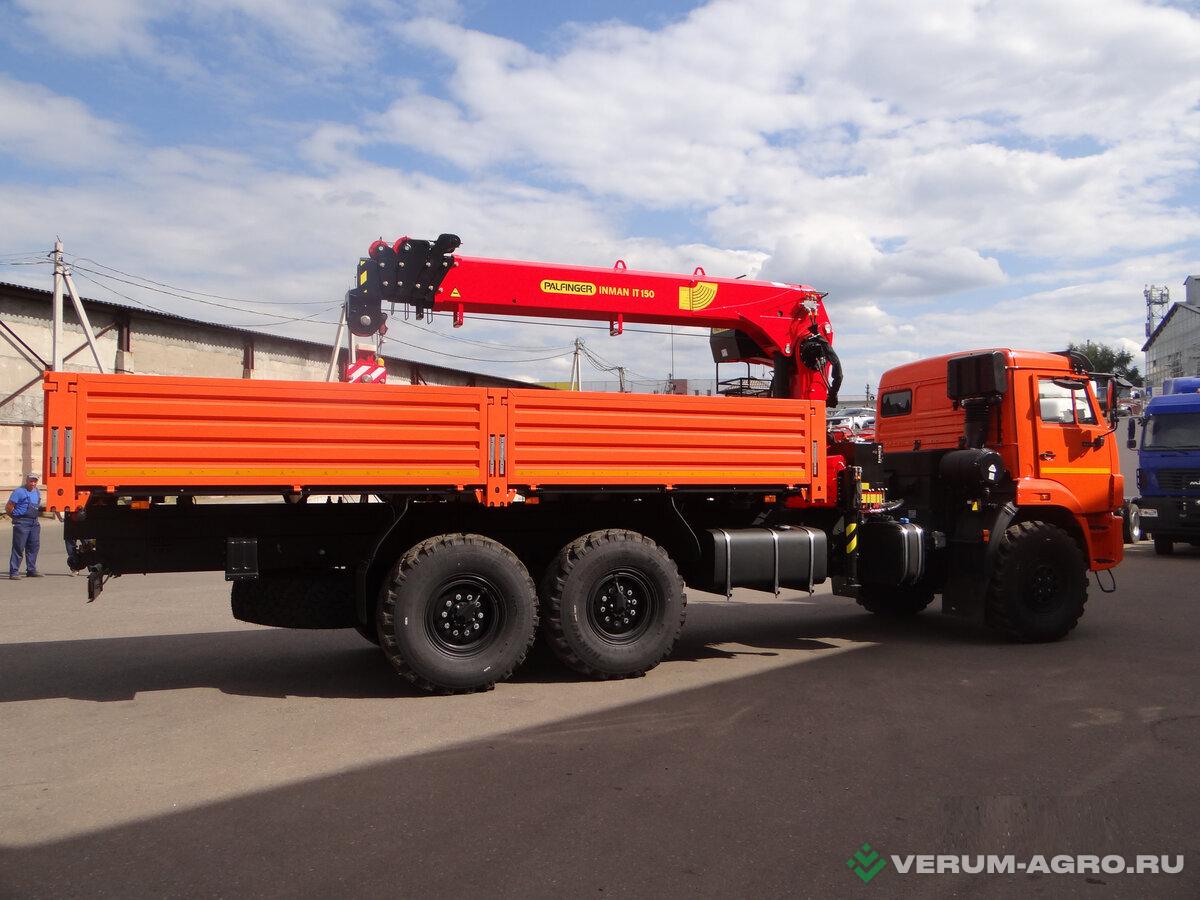 Специальные автомобили - КАМАЗ 43118, бортовой 6х6, КМУ ИНМАН ИT150, вылет 19 м, г/п 7 т, платформа 6112х2470х730 мм