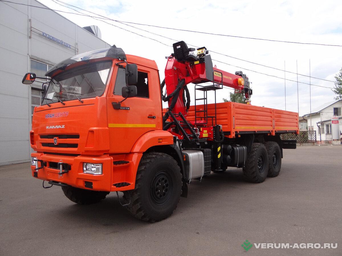 Специальные автомобили - КАМАЗ 43118, бортовой 6х6, КМУ ИНМАН ИT150, вылет 19 м, г/п 7 т, платформа 6112х2470х730 мм