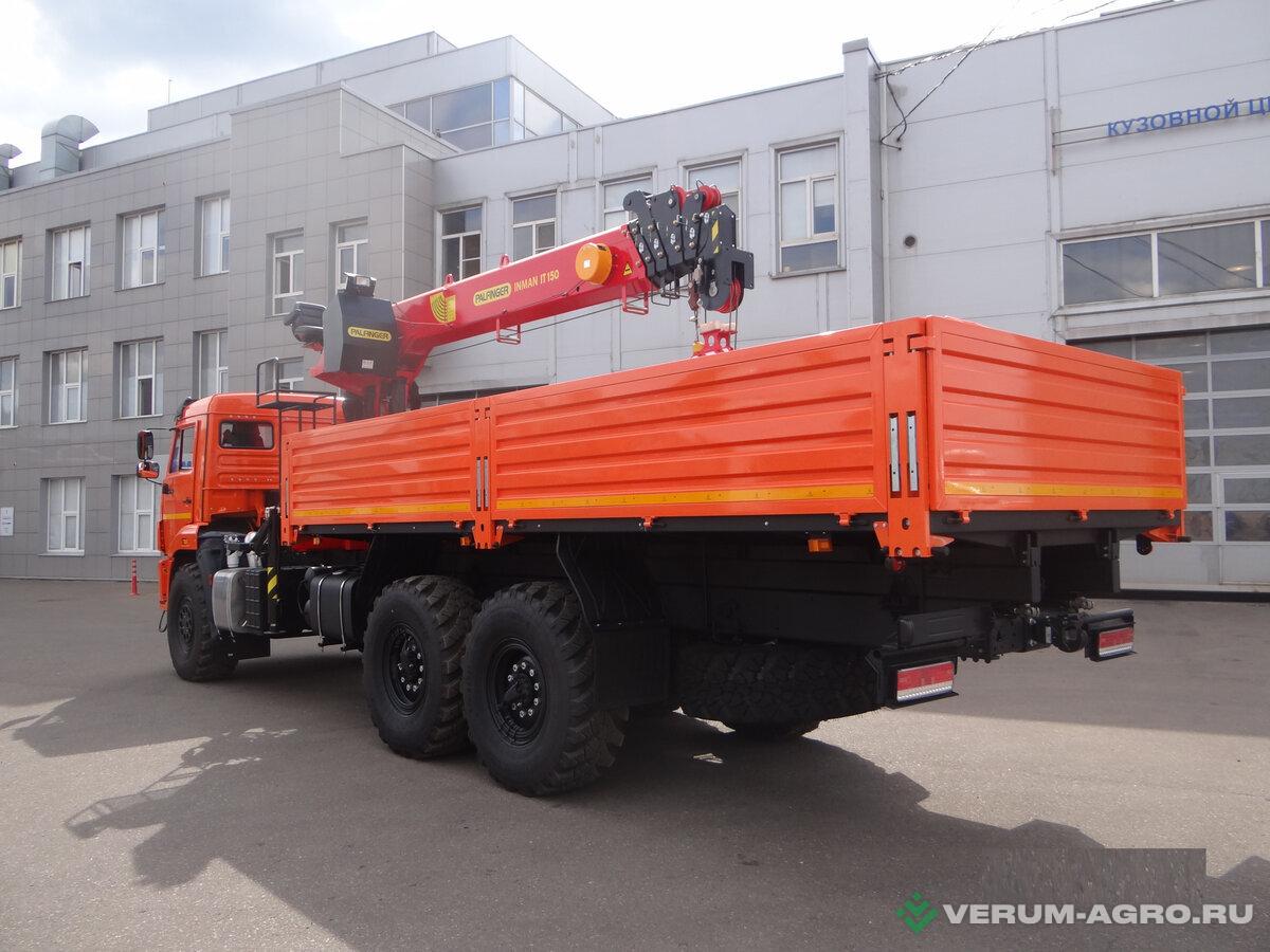 Специальные автомобили - КАМАЗ 43118, бортовой 6х6, КМУ ИНМАН ИT150, вылет 19 м, г/п 7 т, платформа 6112х2470х730 мм