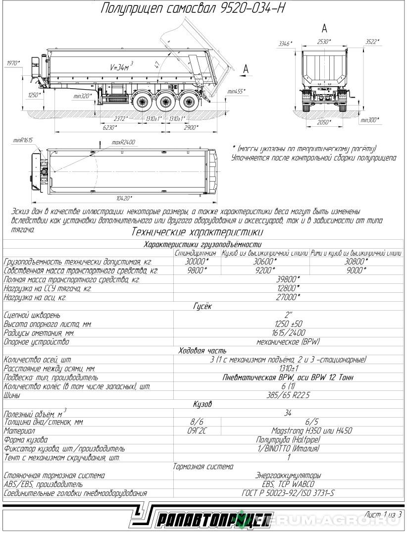 Полуприцепы - ЧМЗАП 9520 034-Н