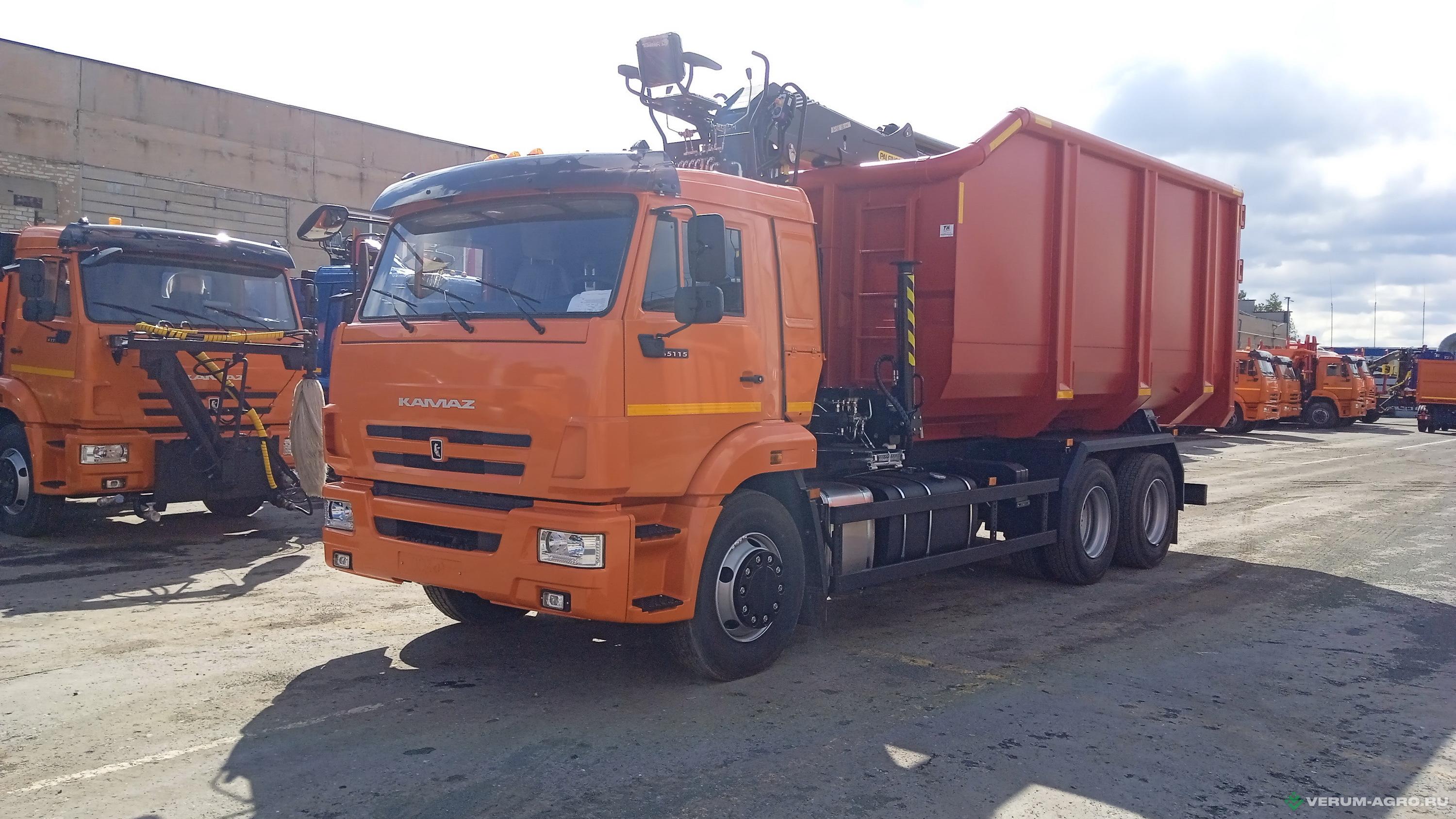 Специальные автомобили - КАМАЗ 65115, ломовоз 6х4, самосвальный, манипулятор Велмаш ВМ10-74М, кузов 30 куб.м.
