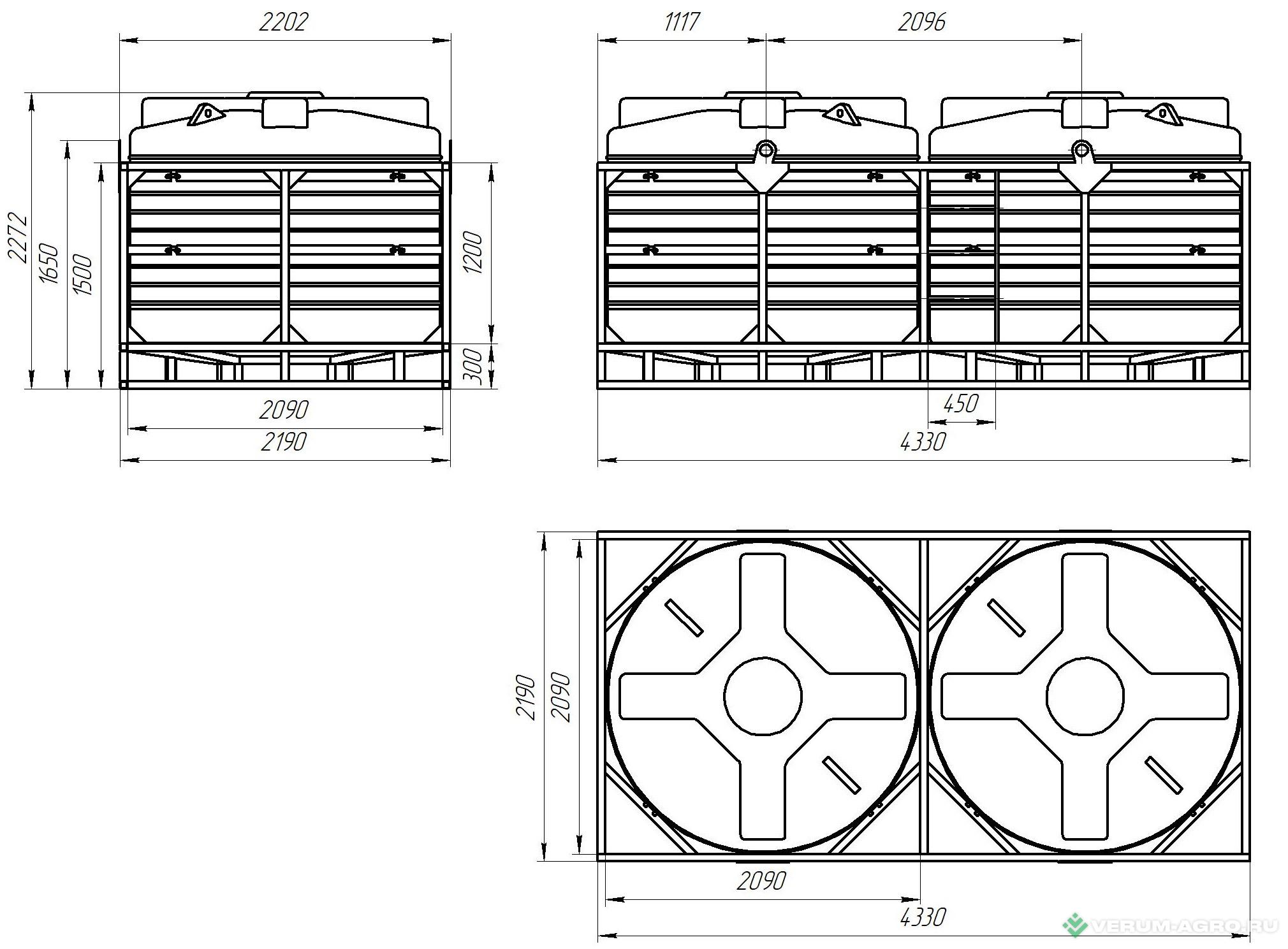 Транспортные кассеты - POLYTEAM Транспортная кассета  с полным сливом 12 000л  PT-BA6000U-2-50