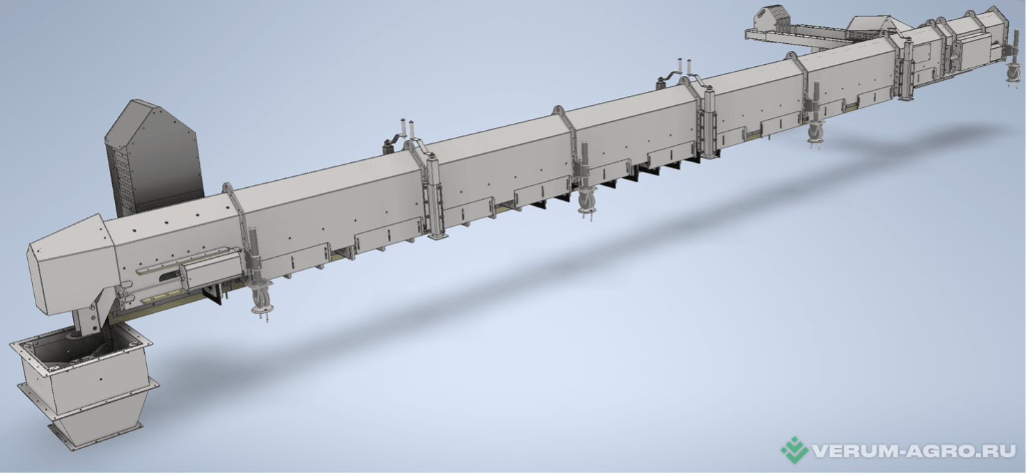 Прочее - БАЗУ-РУСЬ Зачистной конвейер скребковый цепной выгрузки зерна из плоскодонного силоса (транспортер цепной)