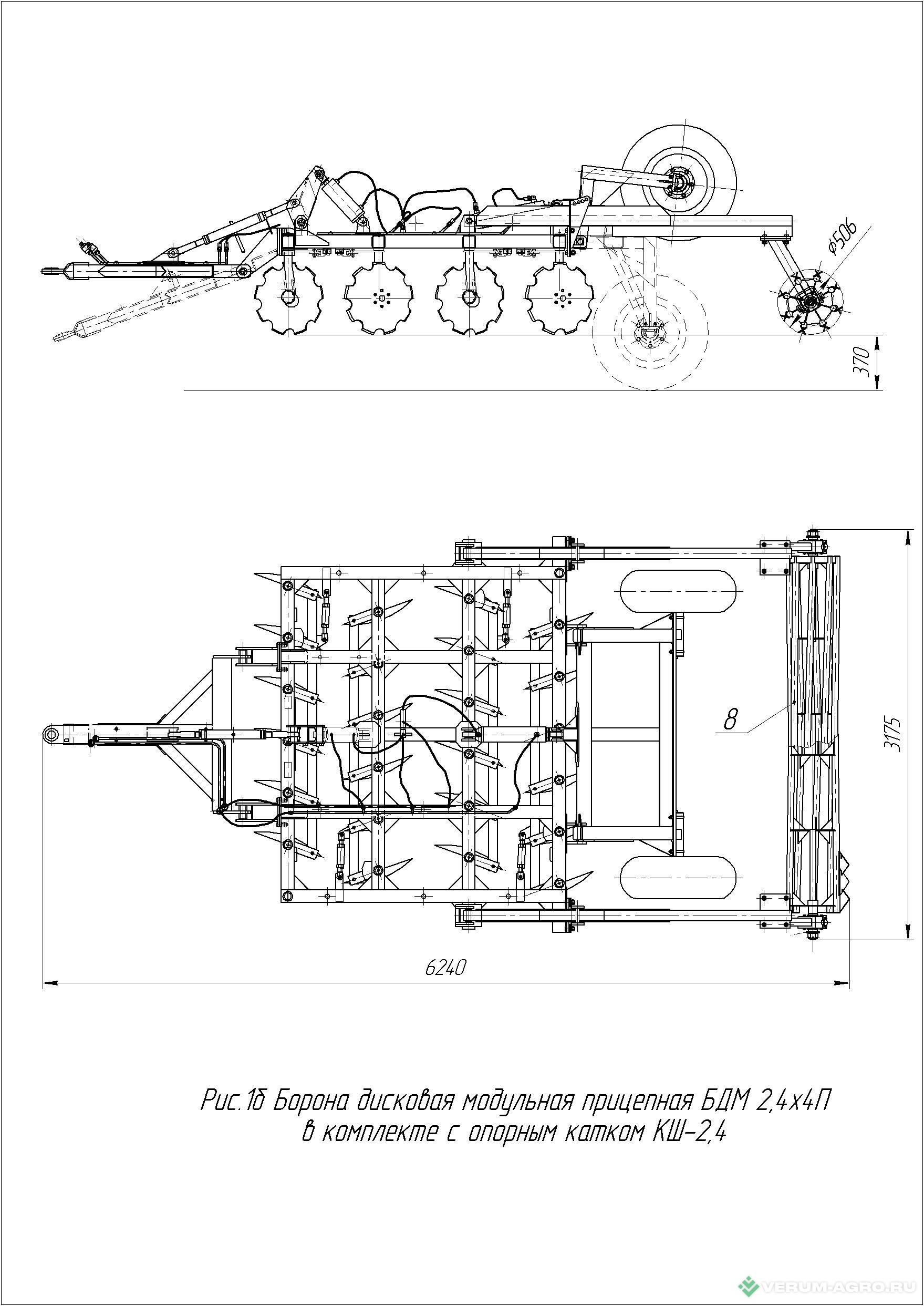 Бороны - БЕЛАГРОМАШ Борона дисковая модульная БДМ-2,4х4ПМ с катком КШ с необслуж корпусом
