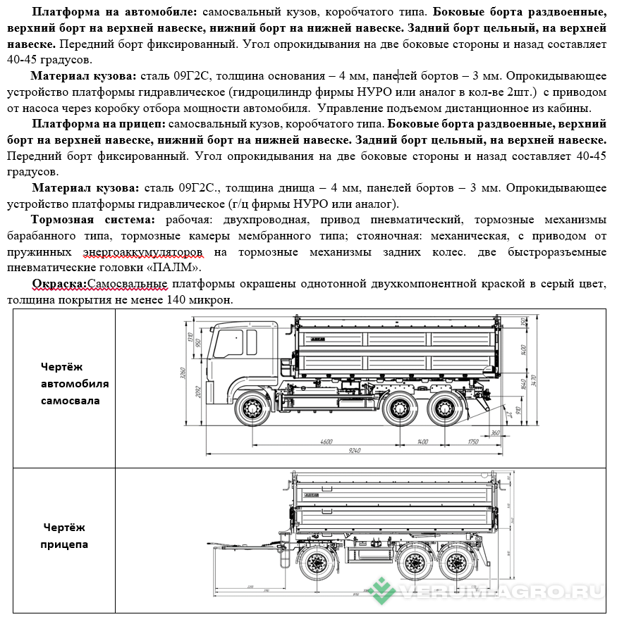 Грузовой автотранспорт - HOWO Сельхозник 22 куб + прицеп 22 куб Самосвального типа 