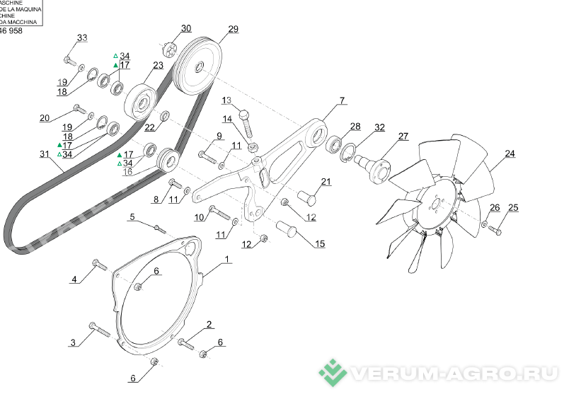 Запчасти - 52506304 Подшипник ролика вентилятора (16485) MANITOU MLT-735 (Маниту)