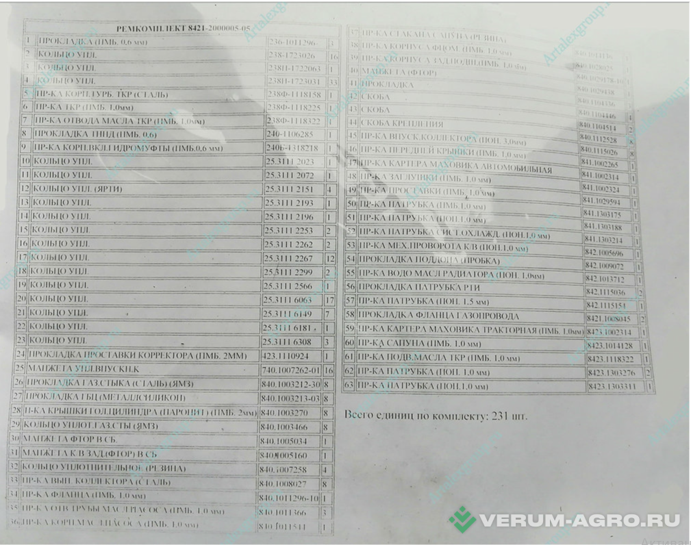 Запчасти - 8421.2000005-05 К-т для ремонта дв. ТМЗ 8421-8486
